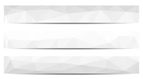 Collection of 3 isolated low polygonal greyscale full banners Stock Illustration