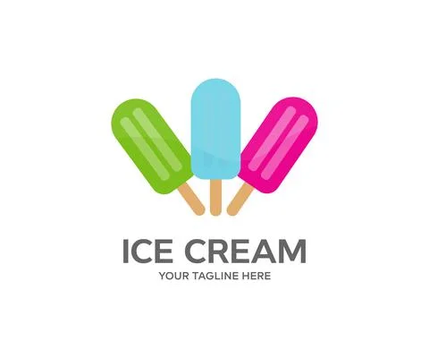 Collection of 3 vector ice-cream  logo design. Illustrazione stock