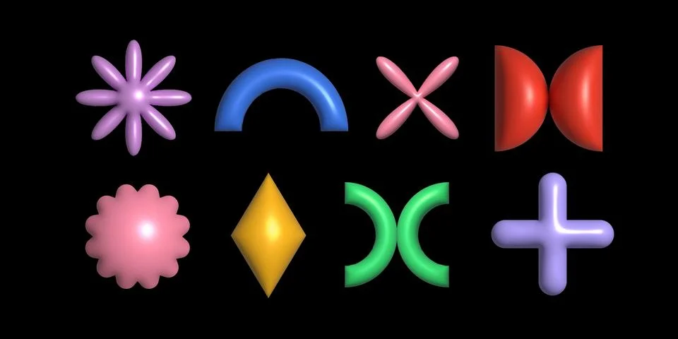 Collection of 3d abstract shape. Stock Illustration