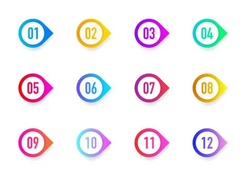 Collection 3D arrows bullet point triangle flags isolated on white background Stock Illustration