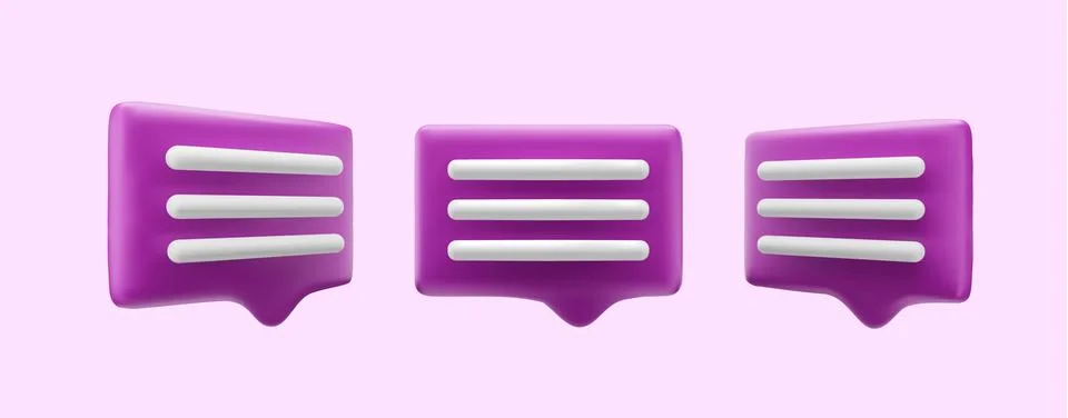 Collection 3d Chat dialogue text. Modern Realistic 3d design. The set is Illustrazione stock