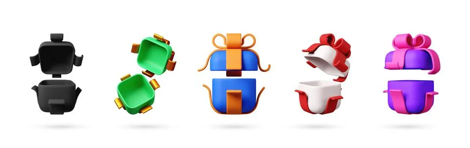 Collection of 3d gift box design. Stock Illustration