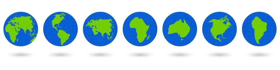 Collection of 3d globus projection concept. Planet eco template design. Stock Illustration