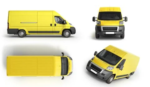 Collection 3d render Yellow Delivery Van Icon Stock Illustration