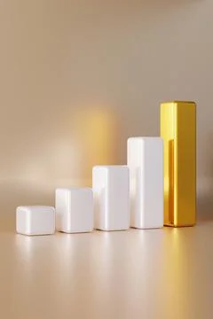 A collection of 3D rendered blocks in varying sizes shows a financial chart.  Stock Photos