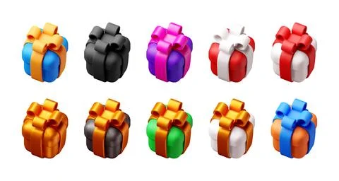 Collection of 3d rendering gift boxes 스톡 일러스트