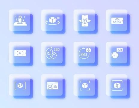 A collection of 3D technology-themed UI elements Stock Illustration