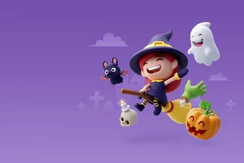 Collection of 3d Vector Halloween icon, Happy Halloween party concept. Stock Illustration