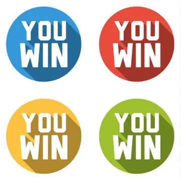 Collection of 4 flat buttons with  YOU WIN text Stock Illustration