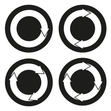 Collection of 4 isolated buttons with rounded arrows Stock Illustration