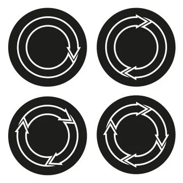 Collection of 4 isolated buttons with rounded outlined arrows Stock Illustration