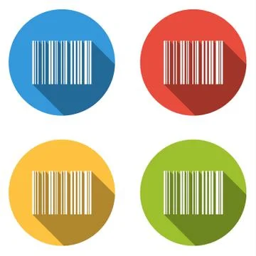 Collection of 4 isolated flat buttons (icons) for barcode Stock Illustration