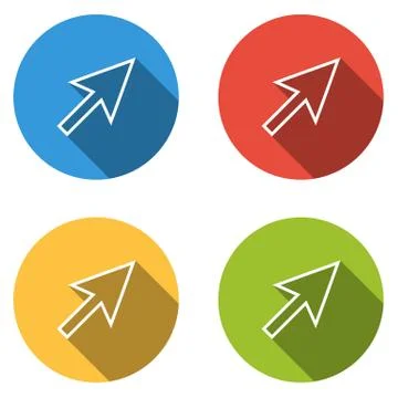 Collection of 4 isolated flat buttons for outlined cursor (arrow) Stock Illustration