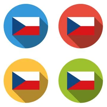 Collection of 4 isolated flat buttons (icons) with CZECH REPUBLIC flag Stock Illustration