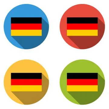 Collection of 4 isolated flat buttons (icons) with GERMAN flag Stock Illustration