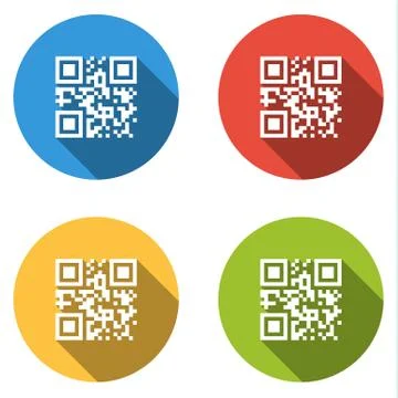 Collection of 4 isolated flat buttons (icons) for qrcode Stock Illustration
