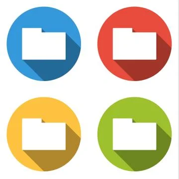 Collection of 4 isolated flat buttons for folder (directory) Stock Illustration