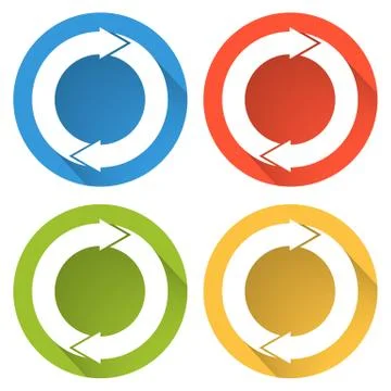 Collection of 4 isolated flat buttons (icons) for refresh Stockillustratie