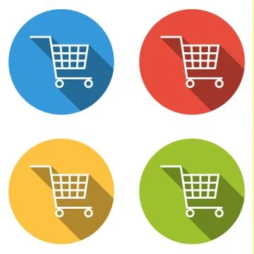Collection of 4 isolated flat buttons (icons) for shopping cart Stock Illustration