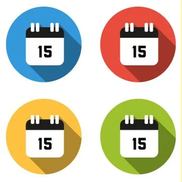 Collection of 4 isolated flat buttons (icons) for number 15 Stock Illustration