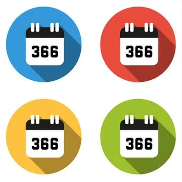 Collection of 4 isolated flat buttons (icons) for number 366 Stock Illustration