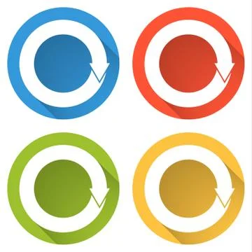 Collection of 4 isolated flat buttons (icons) for reload Stock Illustration