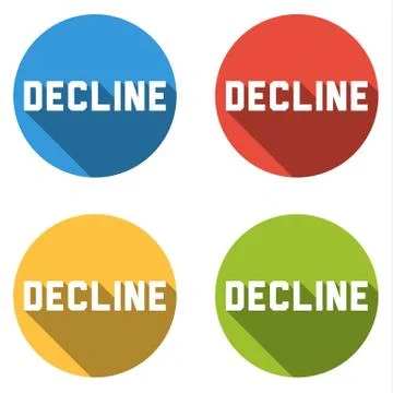 Collection of 4 isolated flat buttons with DECLINE sign Stock Illustration