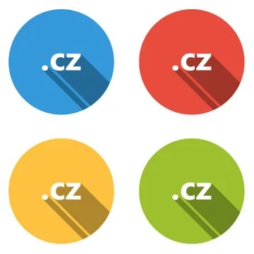 Collection of 4 isolated flat buttons (icons) for .cz domain Stock Illustration