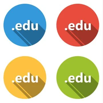 Collection of 4 isolated flat buttons (icons) for .edu domain Stock Illustration