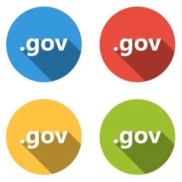 Collection of 4 isolated flat buttons (icons) for .gov domain Stock Illustration