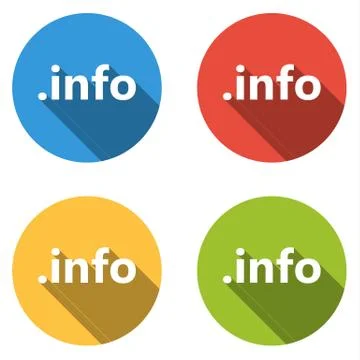 Collection of 4 isolated flat buttons (icons) for .info domain Stock Illustration