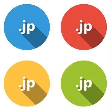 Collection of 4 isolated flat buttons (icons) for .jp domain Stock Illustration