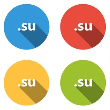 Collection of 4 isolated flat buttons (icons) for .su domain Stock Illustration