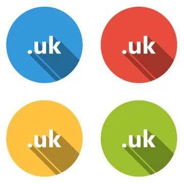Collection of 4 isolated flat buttons (icons) for .uk domain Stock Illustration