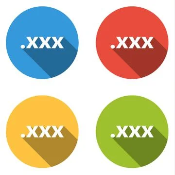 Collection of 4 isolated flat buttons (icons) for .xxx domain Stock Illustration