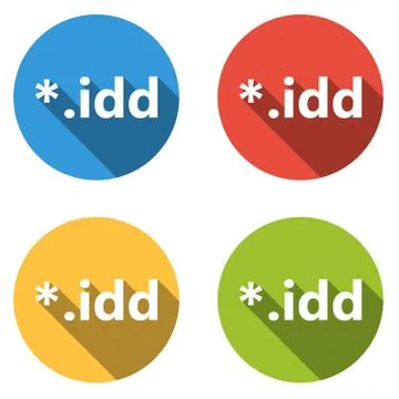 Collection of 4 isolated flat buttons for idd extension Stock Illustration
