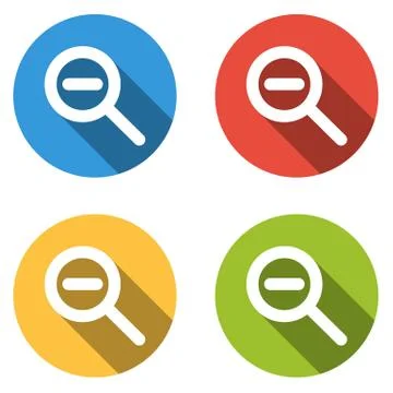 Collection of 4 isolated flat buttons for zoom out (shrink) Stock Illustration
