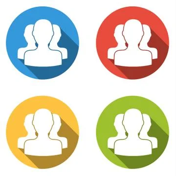 Collection of 4 isolated flat buttons for social person group Stock Illustration