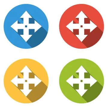 Collection of 4 isolated flat buttons for move arrows Stock Illustration