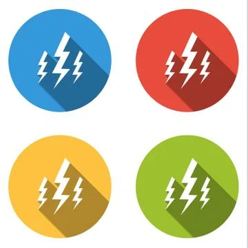 Collection of 4 isolated flat buttons for lightning bolt Stock Illustration
