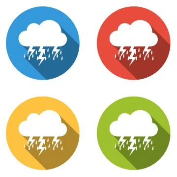 Collection of 4 isolated flat buttons for storm Stock Illustration