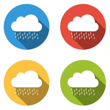 Collection of 4 isolated flat buttons for rain or storm Stock Illustration