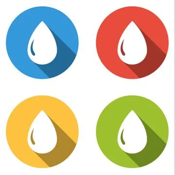 Collection of 4 isolated flat buttons for drop of water, oil, gas, petrol Stock Illustration