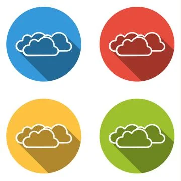 Collection of 4 isolated flat buttons for clouds Stock Illustration