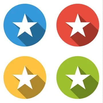 Collection of 4 isolated flat buttons for star (favorite, success, bookmark) Stock Illustration