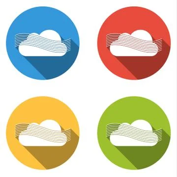 Collection of 4 isolated flat buttons for wind or fog Stock Illustration