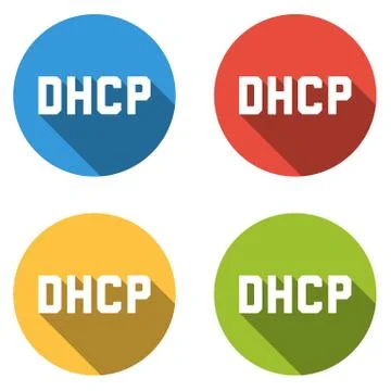Collection of 4 isolated flat buttons for DHCP Stock Illustration