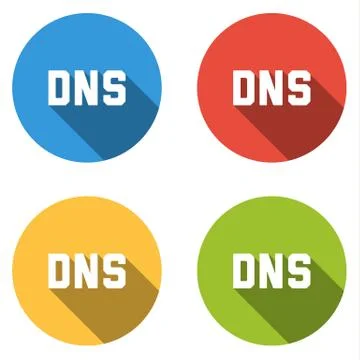Collection of 4 isolated flat buttons for DNS Stock Illustration