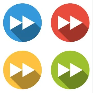 Collection of 4 isolated flat buttons for fast forward Stock Illustration