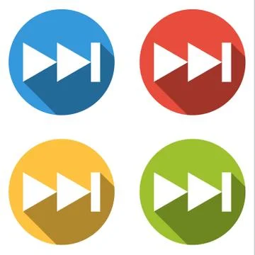 Collection of 4 isolated flat buttons for fast fast forward Stock Illustration